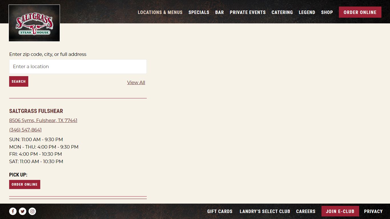 Locations & Menus | Saltgrass in USA
